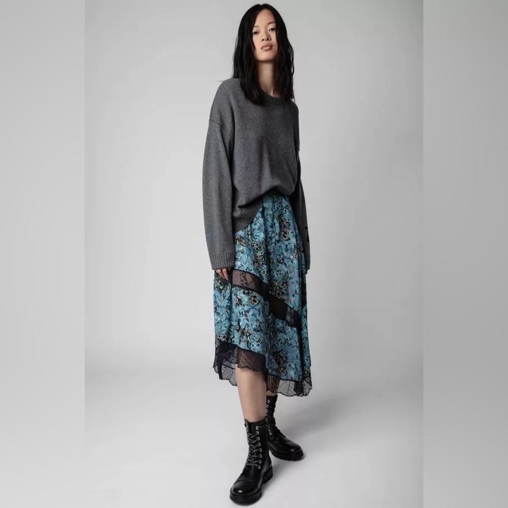NWT $398 Zadig & Voltaire Juliet Bohemian Patch Skirt